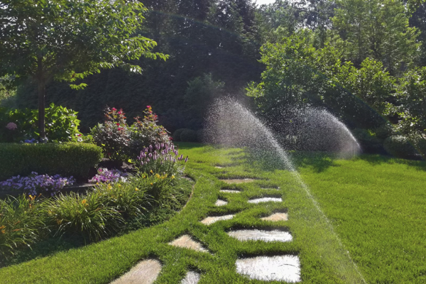 Water features on landscape with smart irrigation systems