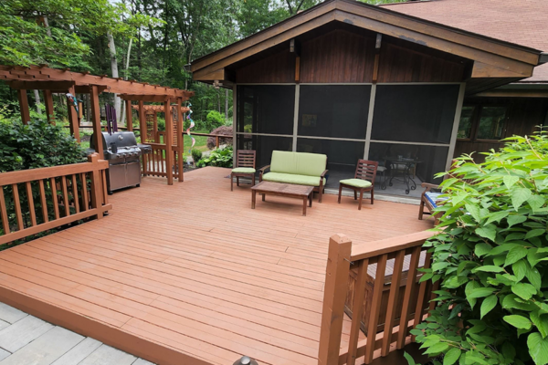 Well maintained wood deck for your outdoor activities